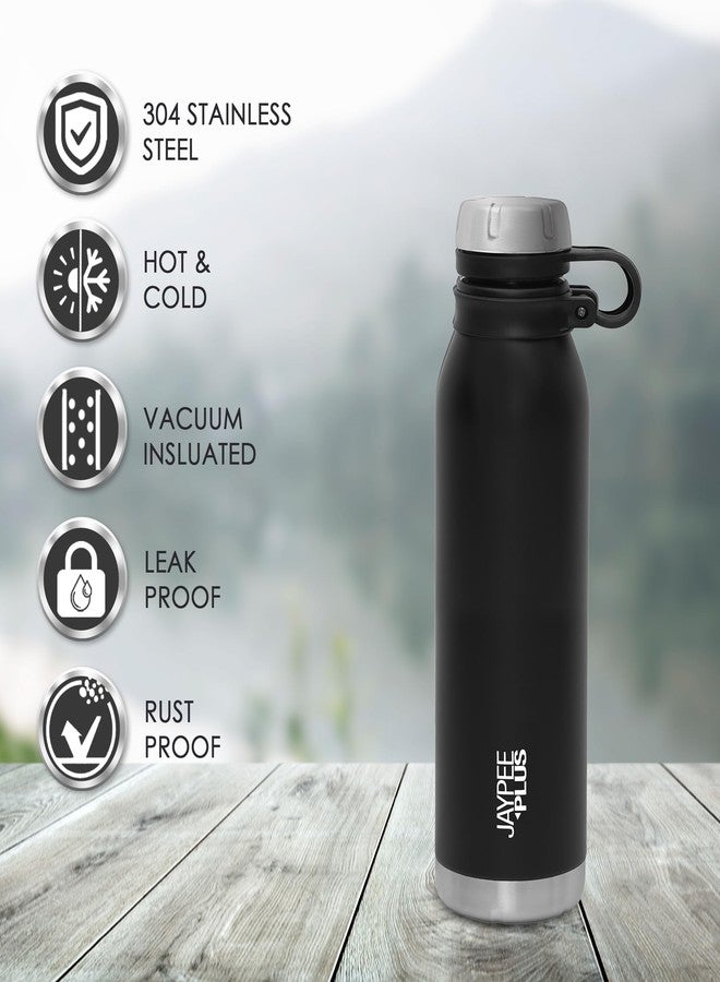 جايبي بلس زجاجة مياه جاي بي بلس تشارلي من الفولاذ المقاوم للصدأ، زجاجة مياه ساخنة وباردة تدوم لساعات طويلة | مانعة للتسرب | زجاجة للمكتب | زجاجة للنادي الرياضي | زجاجة للمشي لمسافات طويلة | زجاجة للرحلات | زجاجة للسفر 750 مل، أسود - Image 4